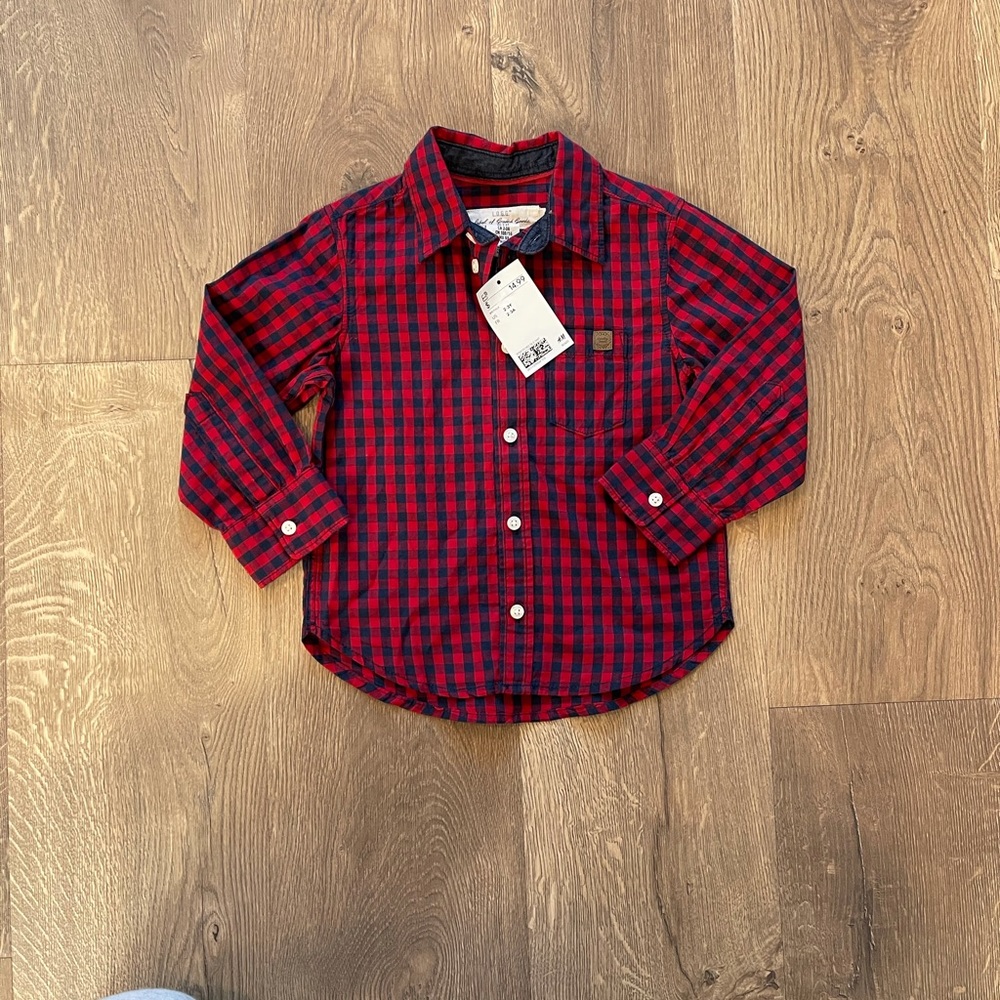 Boys Brand New H&M Long sleeve plaid shirt.